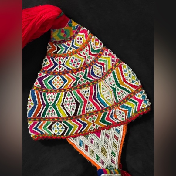 Unisex Beaded Shaman Ch'ullo Peruvian Winter Hat with Colorful Pom Poms Tassels - Picture 4 of 8